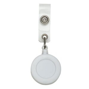 Porta Crachá Retrátil Roller Clip Branco Leitoso Kit C/10 Unidades