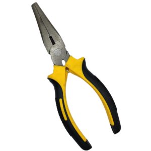 "Comprimento; 169 mm Materiais: Aço carbono Tipo de ponta: Meia Cana Com punho antideslizante: Sim Com cabo ergonômico; Sim" Material: Aço carbono Utilizado em manutenção elétrica e locais de difícil acesso Possui cabo emborrachado e abas protetoras.